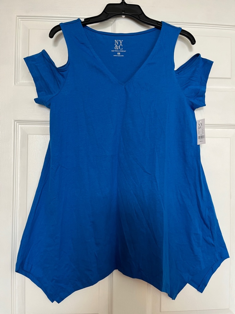 NY&C Blue Cold Shoulder V-Neck Tunic Tank - Women’s S Cotton - NWT